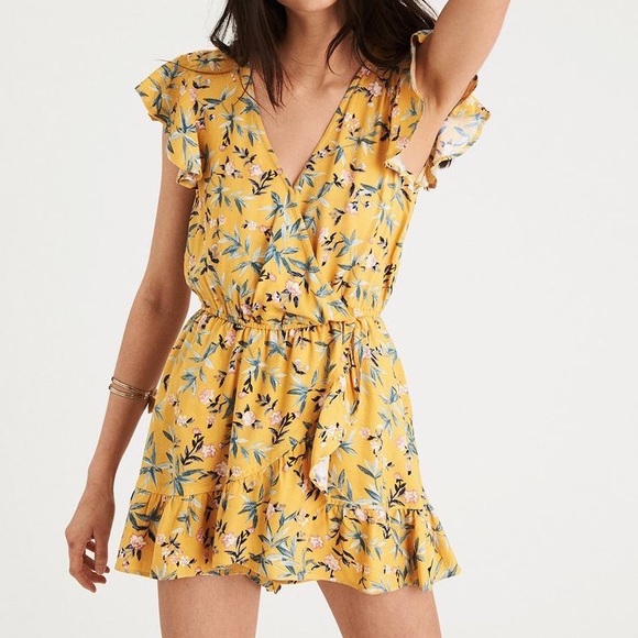 Yellow floral romper dress - Picture 3 of 7